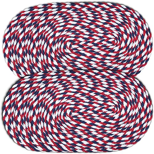 CAIT CHAPMAN HOME COLLECTION Americana - Juego de 6 manteles individuales de plástico de polipropileno trenzado ovalado de 12 x 18 pulgadas