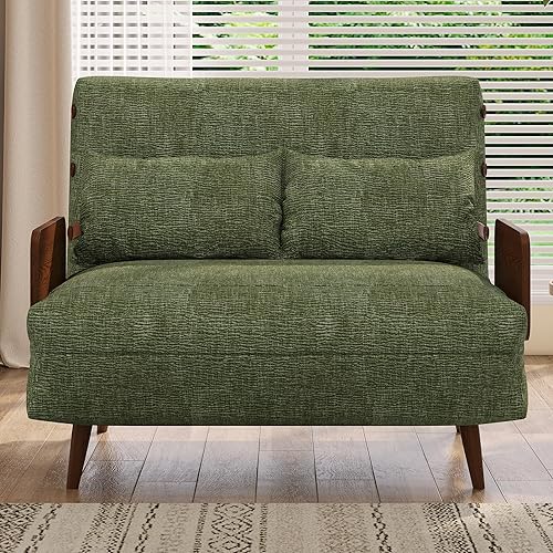 Miniatura 96 de JASIWAY Silla convertible para adultos, silla futón convertible 3 en 1 de lino con almohada, sofá cama individual plegable, cama de invitados para