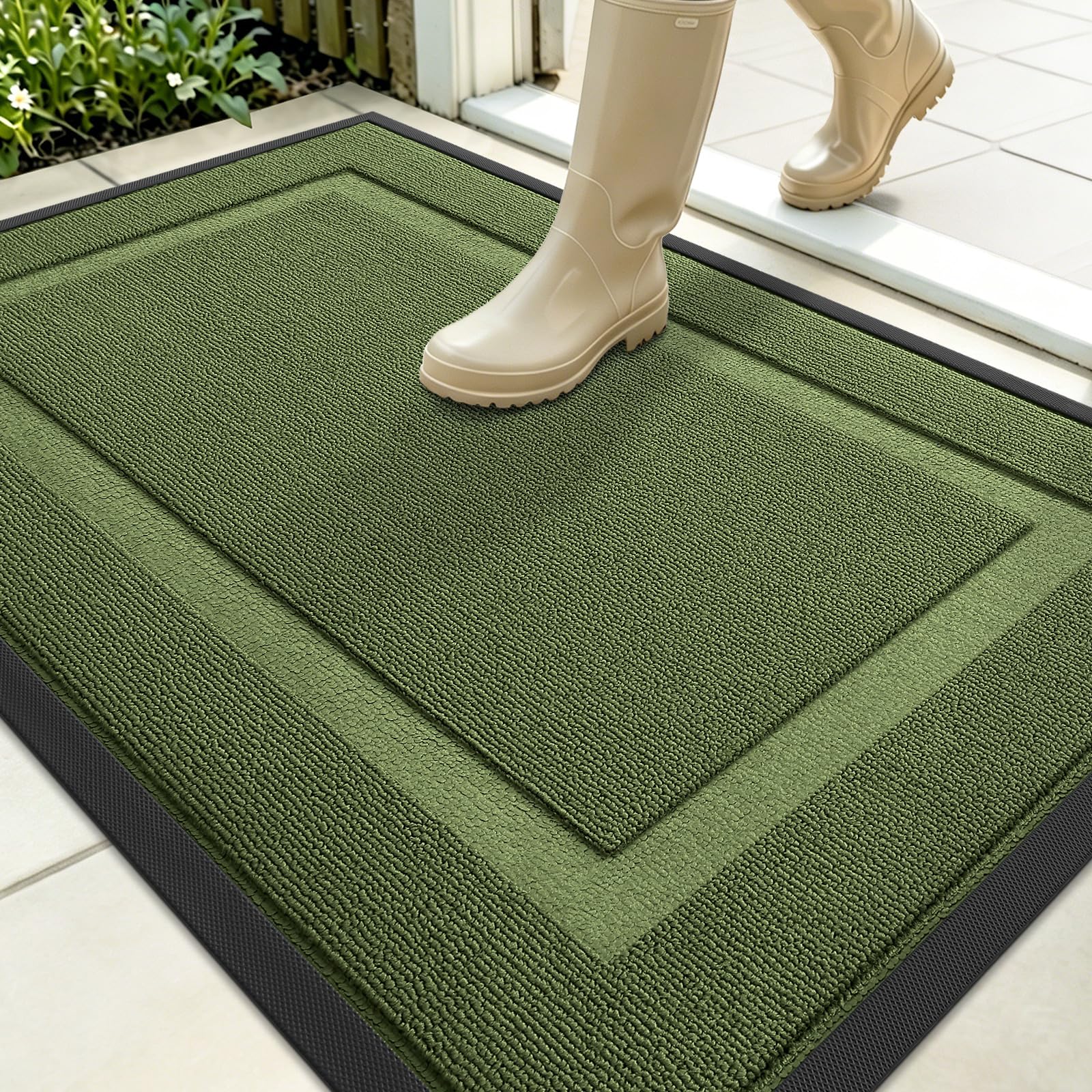 OLANLY Front Door Mat Outside 35x23, All-Season Heavy-Duty Rubber Doormat