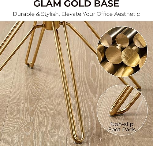 Miniatura 4 de Volans Silla giratoria decorativa, sillas de comedor modernas de mediados de siglo con patas huecas de metal negro, silla de escritorio de oficina