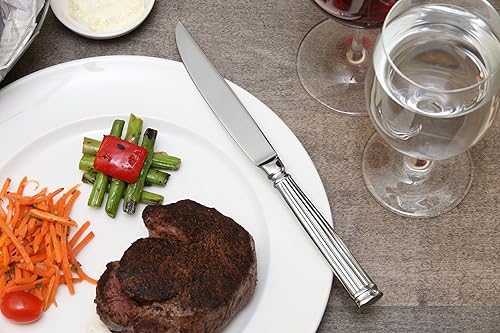 Miniatura 3 de Fortessa Doria 1810 - Cuchillo para carne, acero inoxidable, mango sólido, 12 unidades