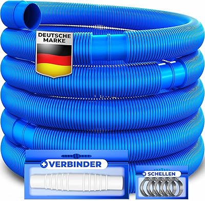 KESSER® Poolschlauch 10m / Ø 32mm | Schwimmbadschlauch mit Muffen | Solarschlauch für Pool | Saugschlauch | Pumpenschlauch | Flexibler Wasserschlauch inkl. Schlauchschellen & -verbindung | Blau