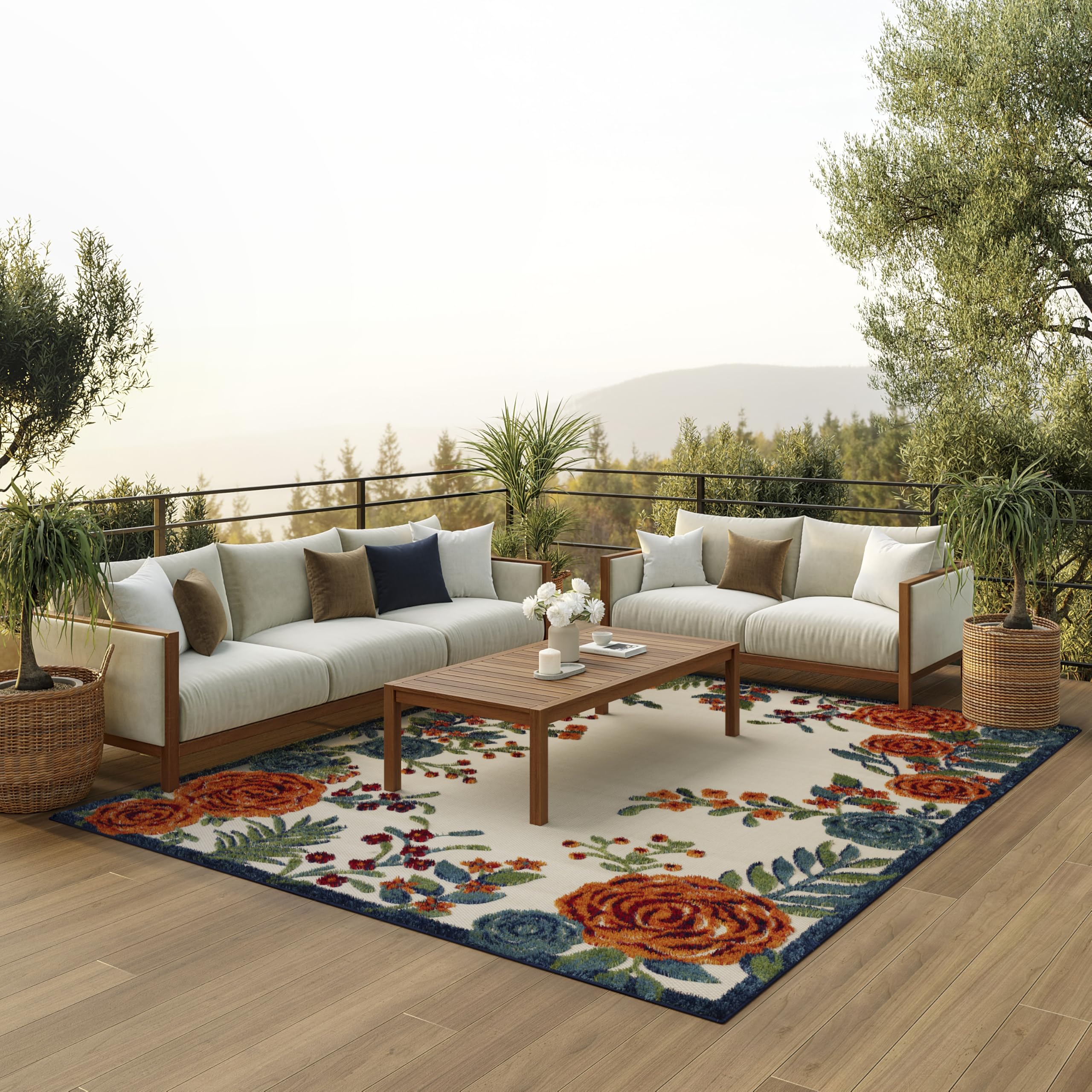 Multicolor Ivory Area Rug Snapklik.com : Nourison Home Aloha Ivory Multicolor 6 X 9 Area Rug ...