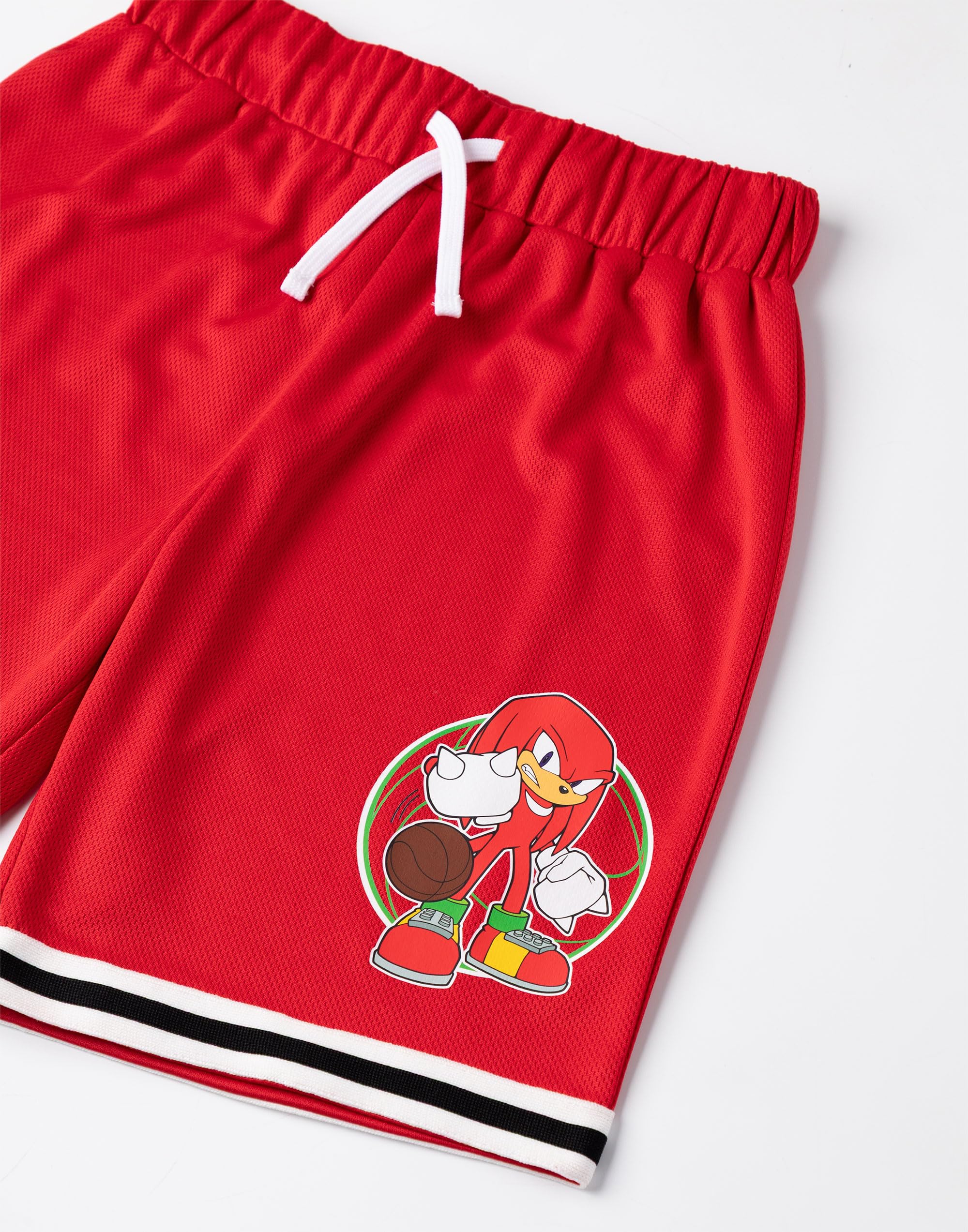 Sonic The Hedgehog Set da basket rosso da 2 pezzi Knuckles | Completo sportivo senza maniche per bambini | Abbigliamento moderno da cartone animato per ragazzi e ragazze