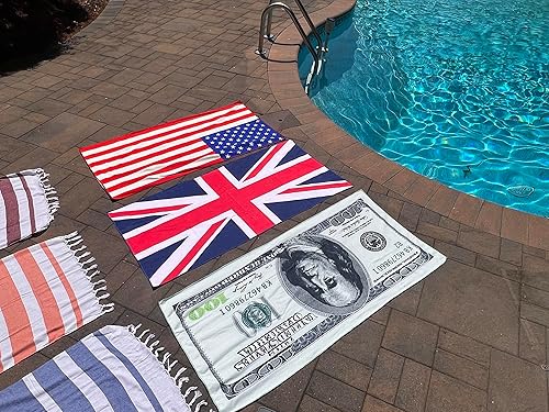 Miniatura 7 de Toalla de playa de microfibra con bandera estadounidense, toalla de playa sin arena, grande, súper absorbente, ligera, de secado rápido, para