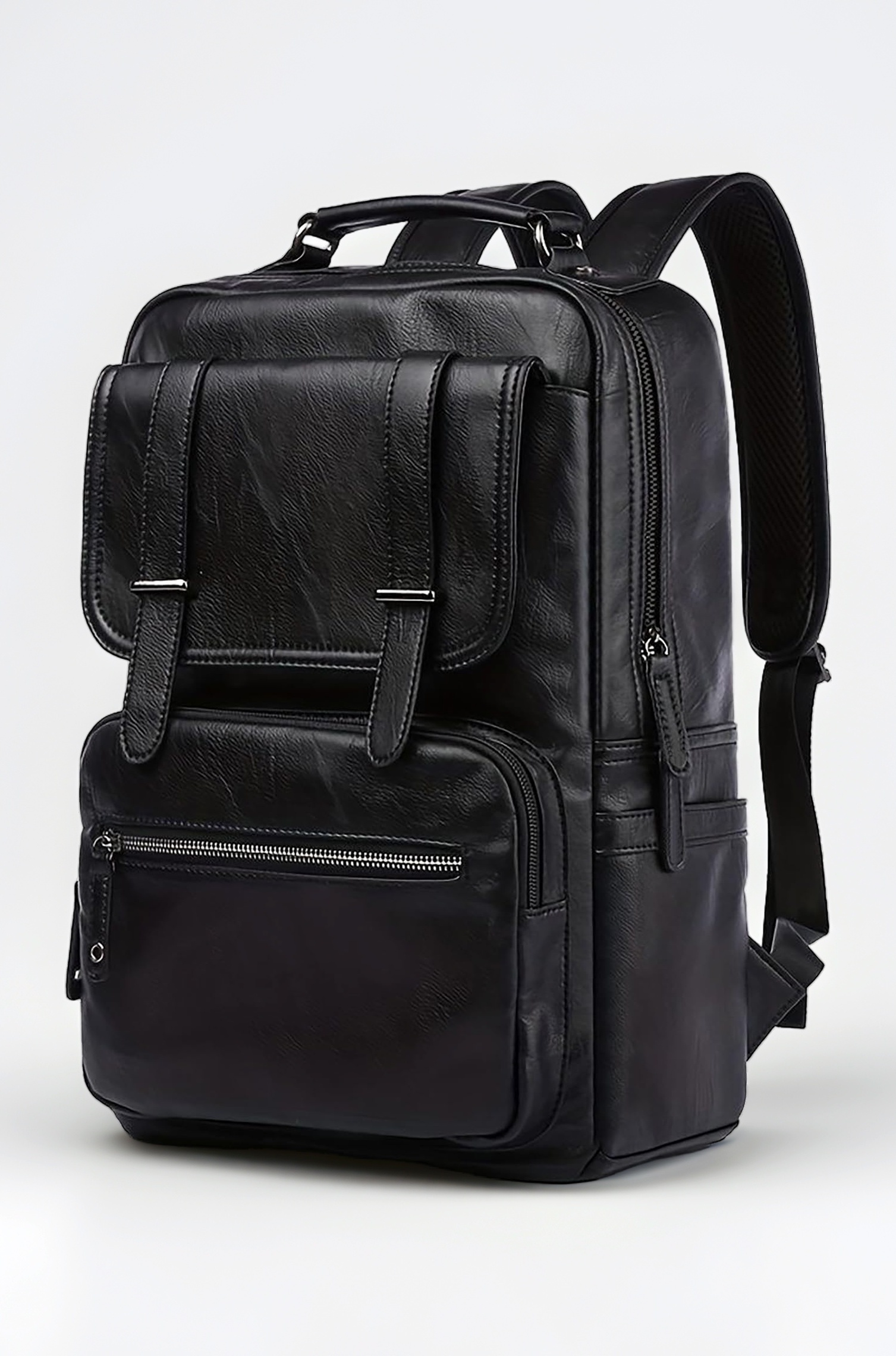 Vegan Leather Stylish 15.6 Inch Laptop Backpack Travel Weekender Bag For Men Women