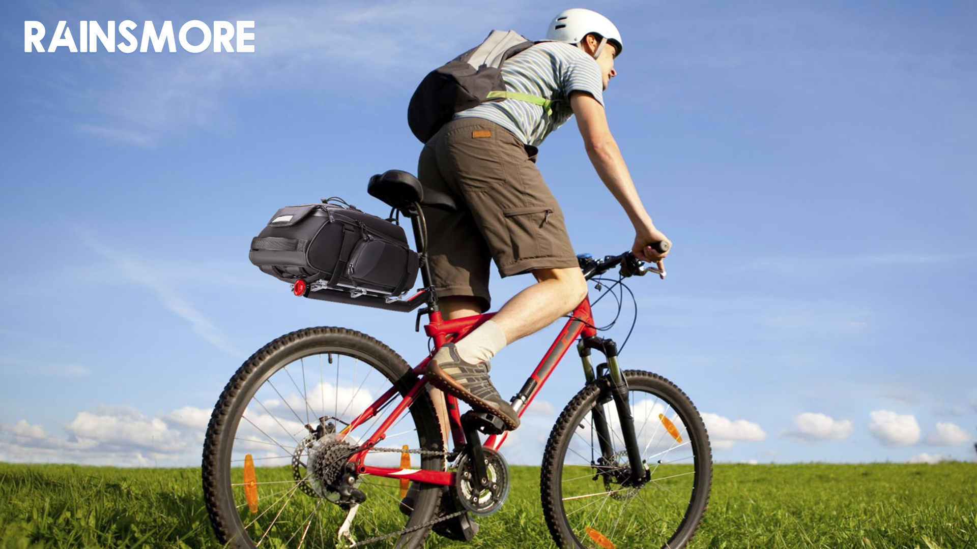 Borsa Bici Posteriore RAINSMORE 15L 3 In 1 – Impermeabile, Con Copertura Antipioggia E Tracolla, Strisce Riflettenti