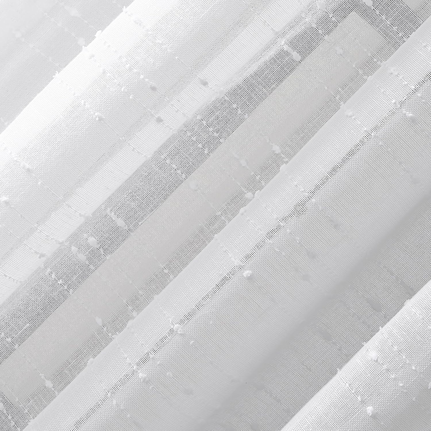 Clean Window Textured Slub Stripe Anti-Dust Allergy/Pet Friendly Sheer Curtain Panel, White, 52" W x 95" L (1 Panel)