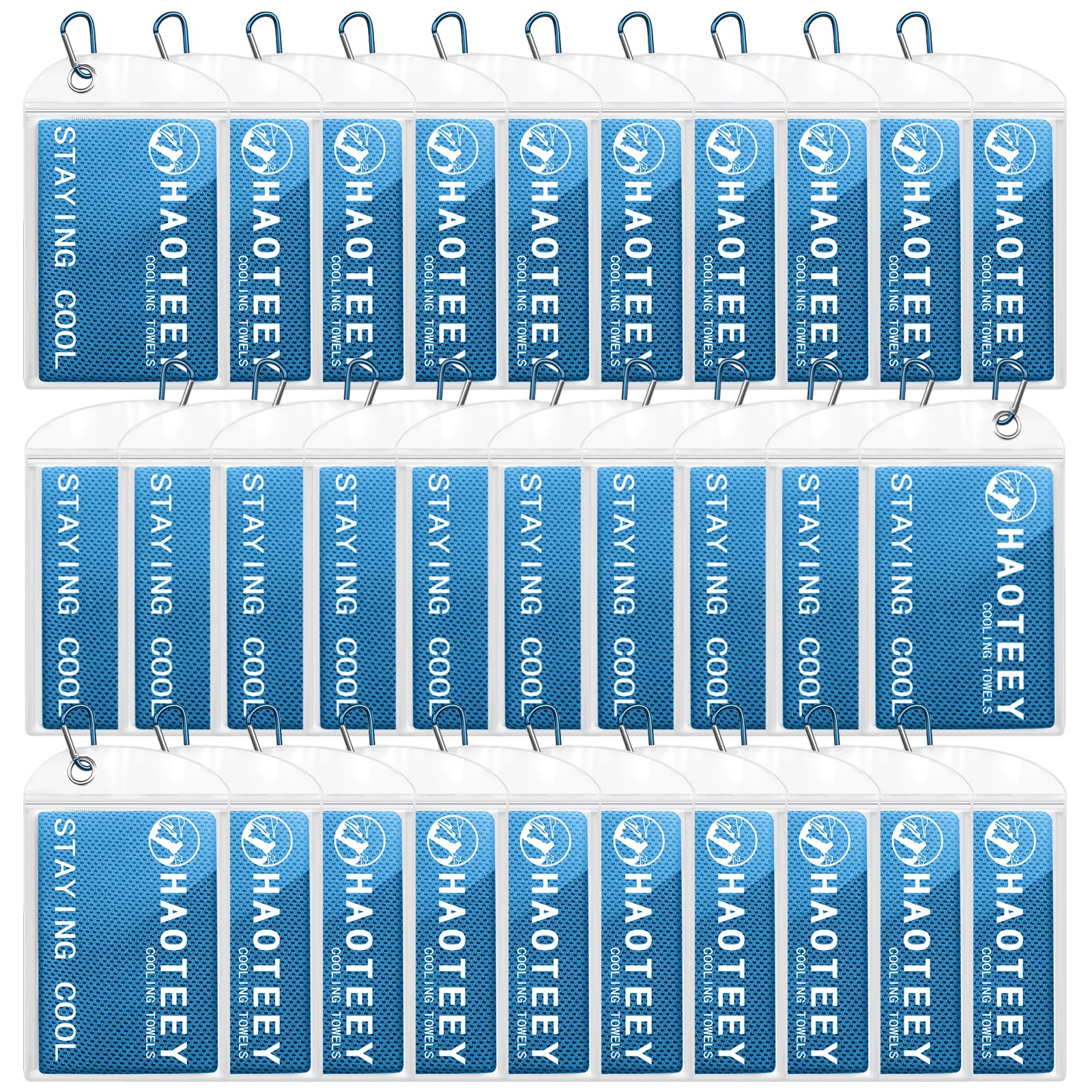 Haoteey Cooling Towels Pack of 30, 40"*12" Neck Cool Towel Bulk, Cold Towels for Neck and Face, Cooling Rags Sports Towel for Hot Weather, Running,