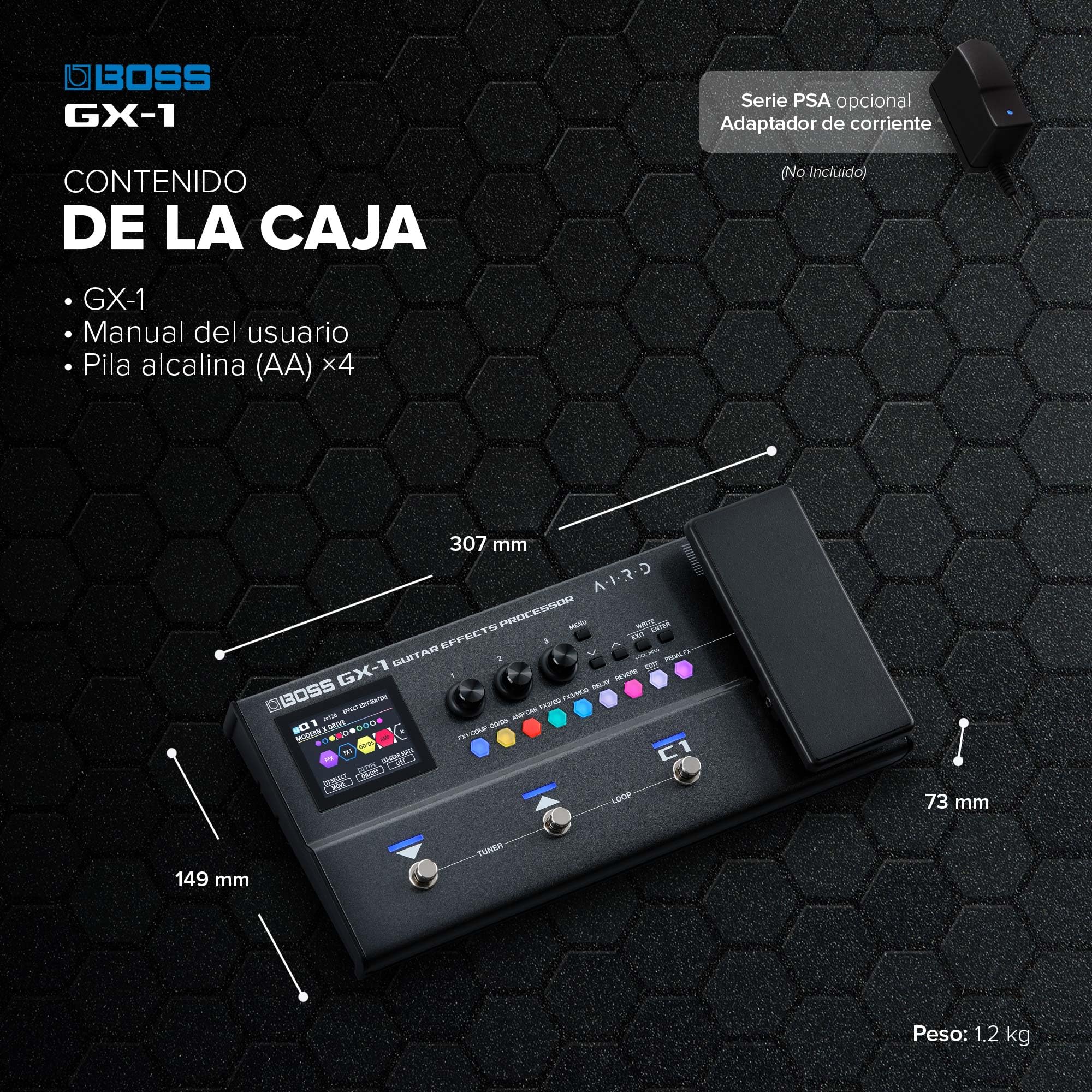BOSS GX-1 | Procesador de efectos de guitarra ultraportátil | Repleto de amplis y efectos emblemáticos | Generador de sonido AIRD prémium | Ideal para guitarristas principiantes