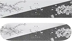 aportt Fita Adesiva Japonesa Flor Longboard Griptape Esportes Ao Ar Livre Preto Branco Skate Fita Adesiva, 33 X 9" Antiderrapante Lixa Fita, Fita de Segurança para Skate Longboard Roller Board Degraus