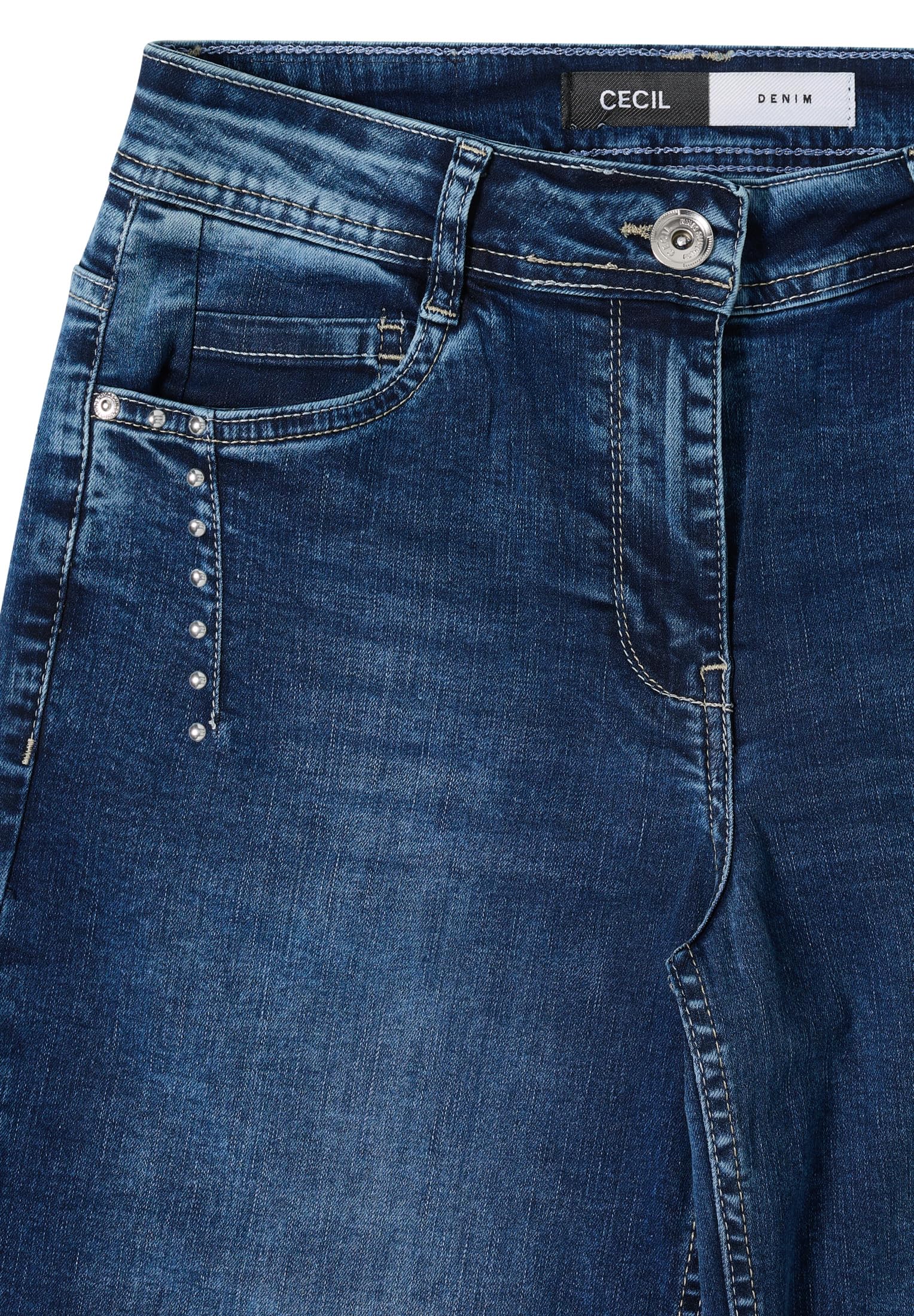 Cecil Damen Wide Leg Jeans mit Nieten