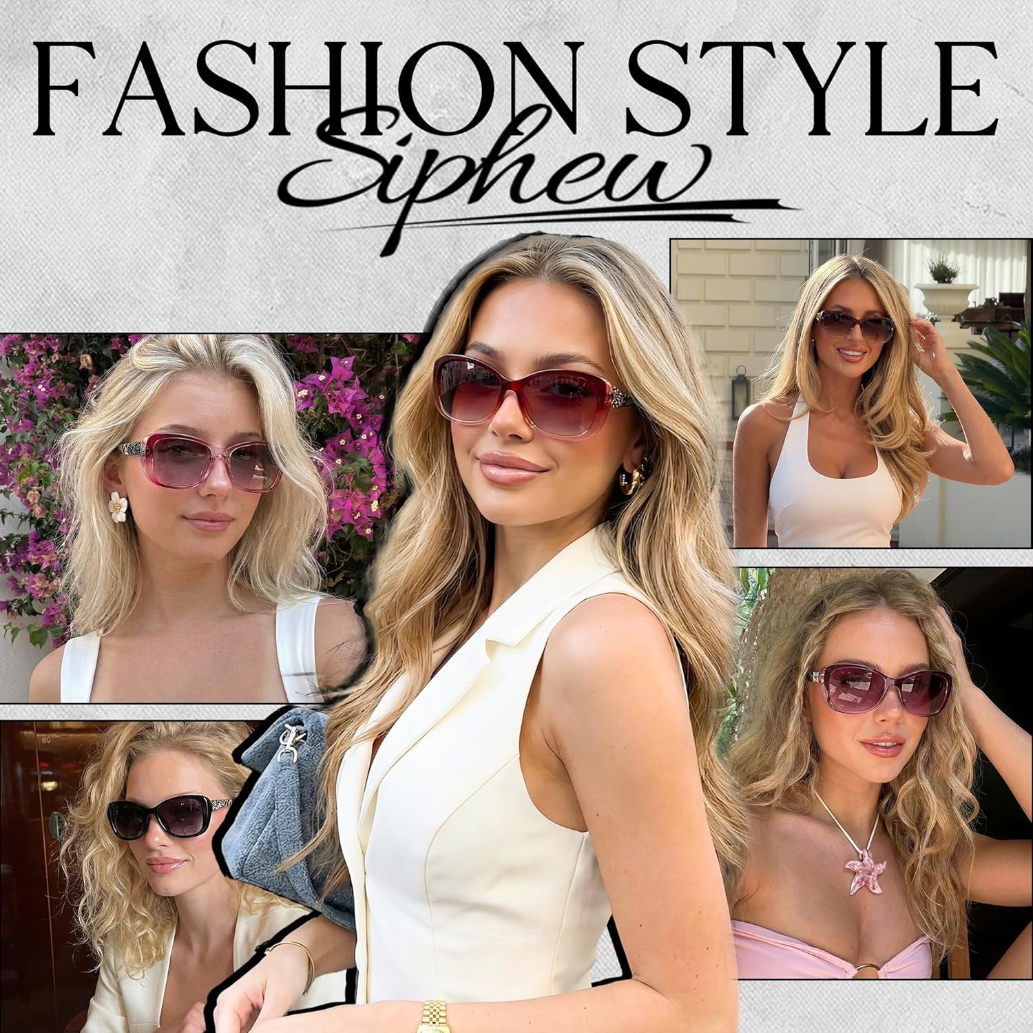 SIPHEW Women Polarized Sunglasses w UV Protection | Womens Vintage Square Wrap Lightweight Shade - Image 7