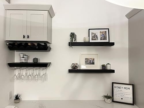 Vista 11 de joelsantiques - Estante rústico y contemporáneo con soportes, pino macizo, hecho a mano en Estados Unidos, 2 pulgadas de grosor x 8 pulgadas de Gris