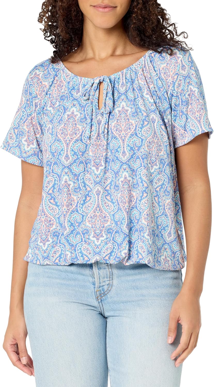 Star Vixen Womens Short Sleeve Peasant Top