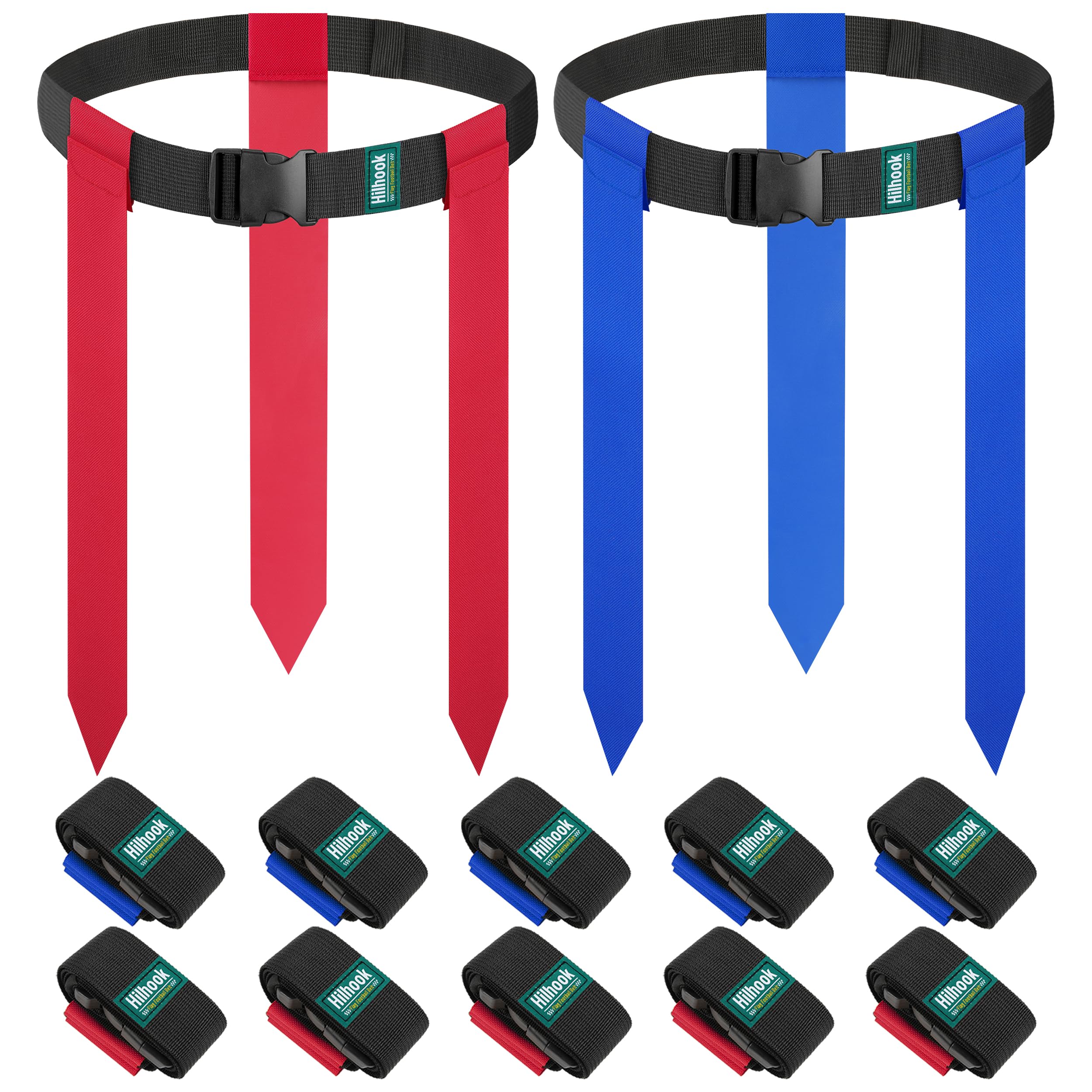 Flag Football Belts for Kids, Youth &amp; Adults, Blue &amp; Red Flags