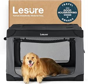 Lesure Soft Collapsible XL Dog Crate, 42in Black
