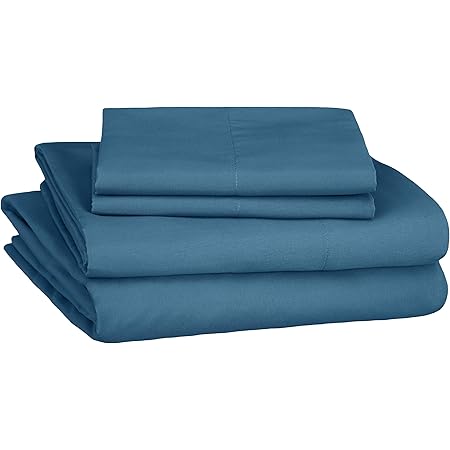 Amazon Basics Soft Microfiber Sheet Set with Elastic Pockets - Full, Still Water
