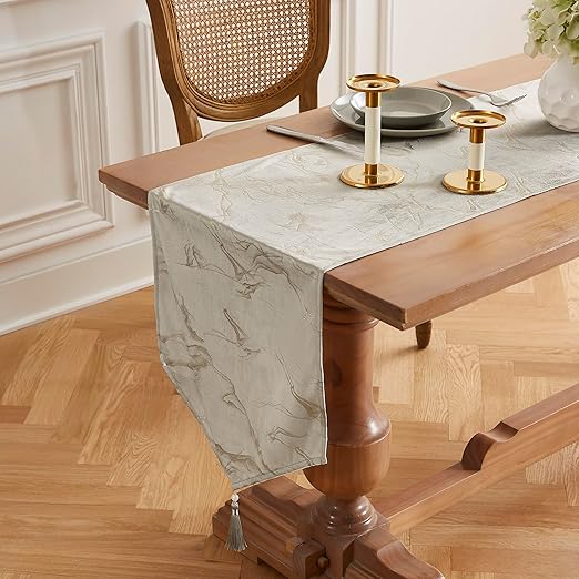 WARM HOME DESIGNS Silver Velvet Table Runner. 48 Inch Grey