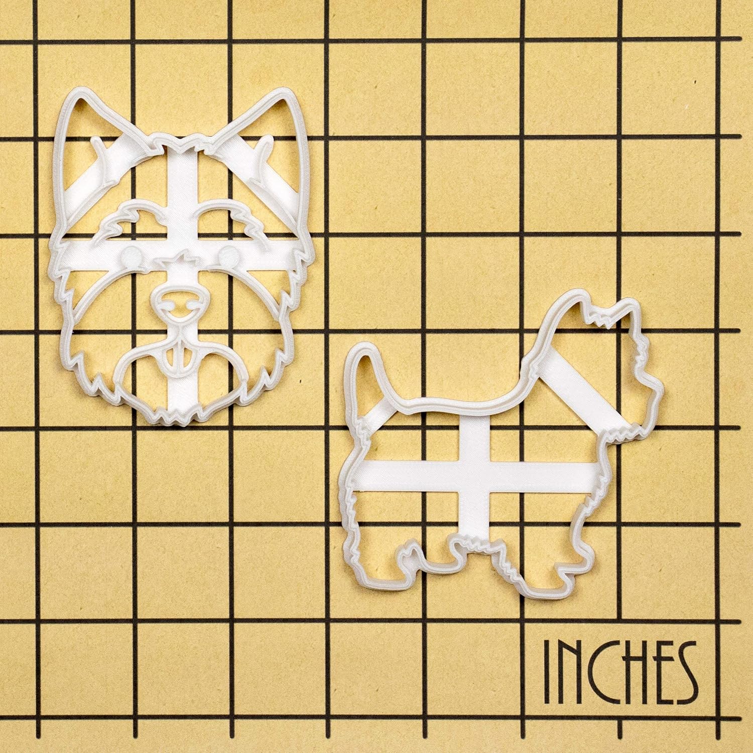 Set of 2 West Highland White Terrier cookie cutters (Design: Face and Silhouette), 2 pieces - Bakerlogy