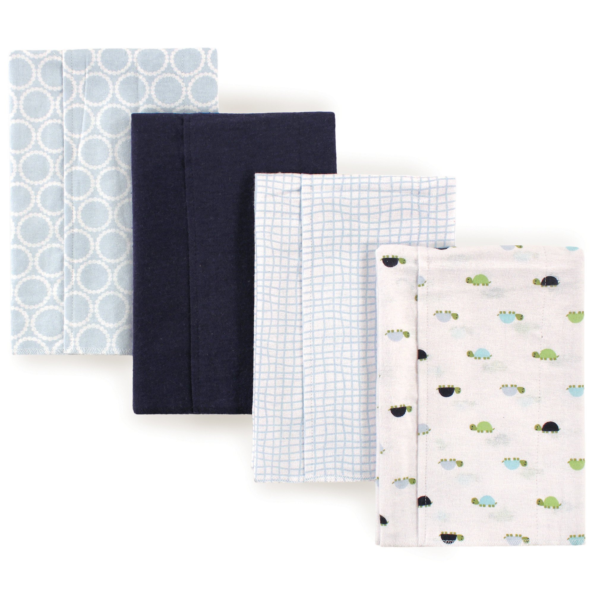 Luvable Friends Unisex Baby Cotton Flannel Burp Cloths, Turtle, One Size