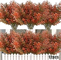 Vista 49 de RECUTMS - 8 ramas de flores artificiales, eucalipto artificial realistas, resiste rayos ultravioleta, para jardín, patio, boda, oficina y casa