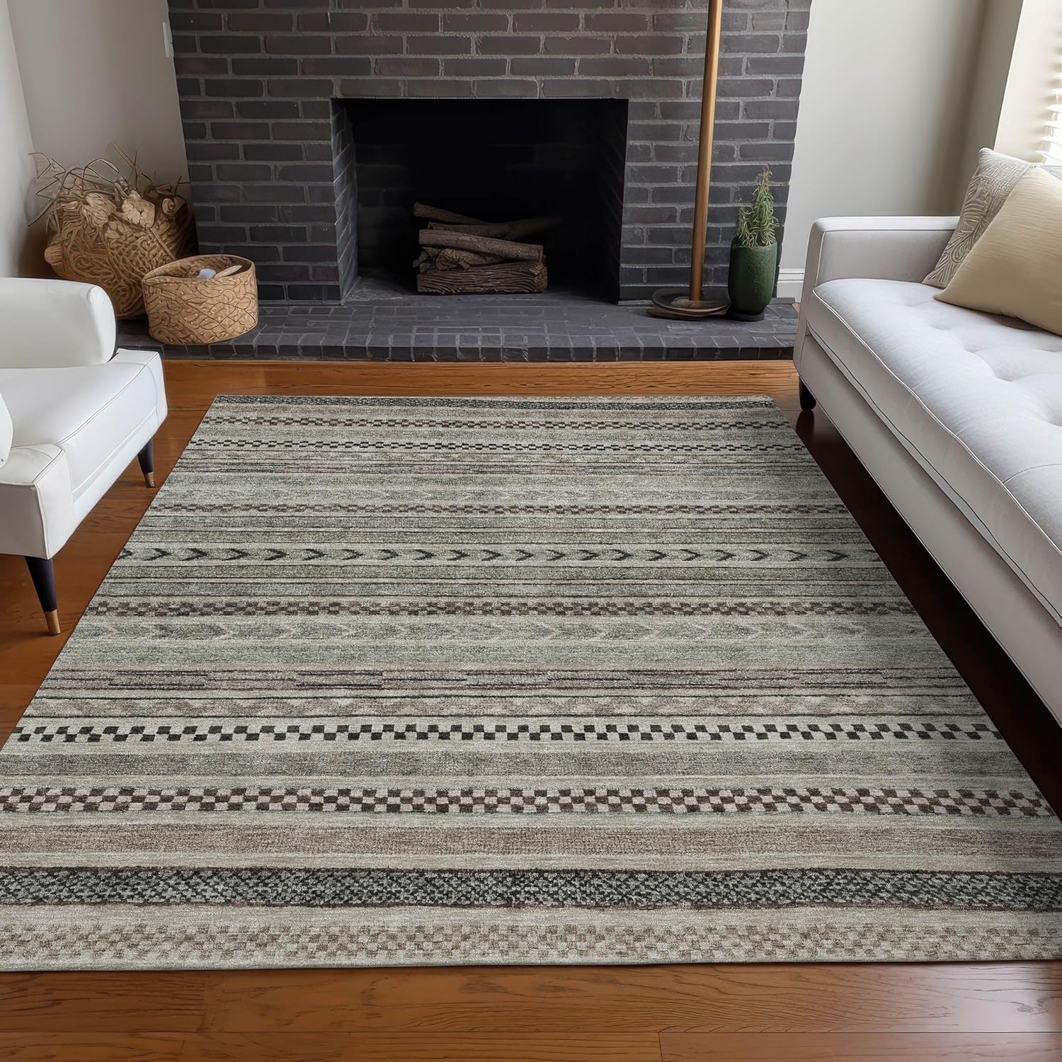 Addison Rugs Chantille ACN1625 Taupe 2'6" x 3'10" Indoor/Outdoor, Machine Washable, Easy Clean, Non Shedding, Bedroom, Living Room, Dining Room, Kitchen, Patio Rug