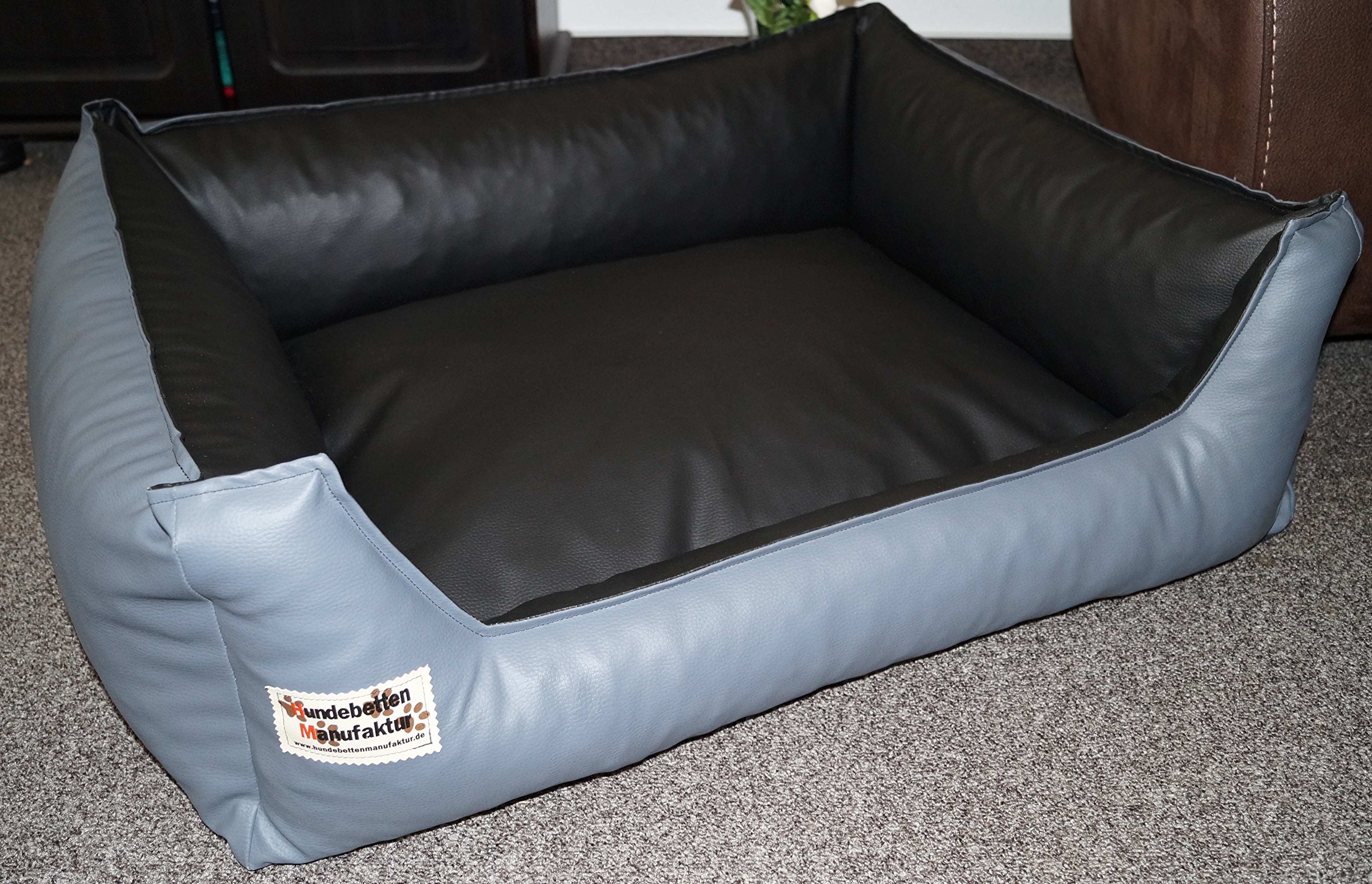 130 cm X 100 cm dog bed Similpelle artificial leather grey / black โ image 1