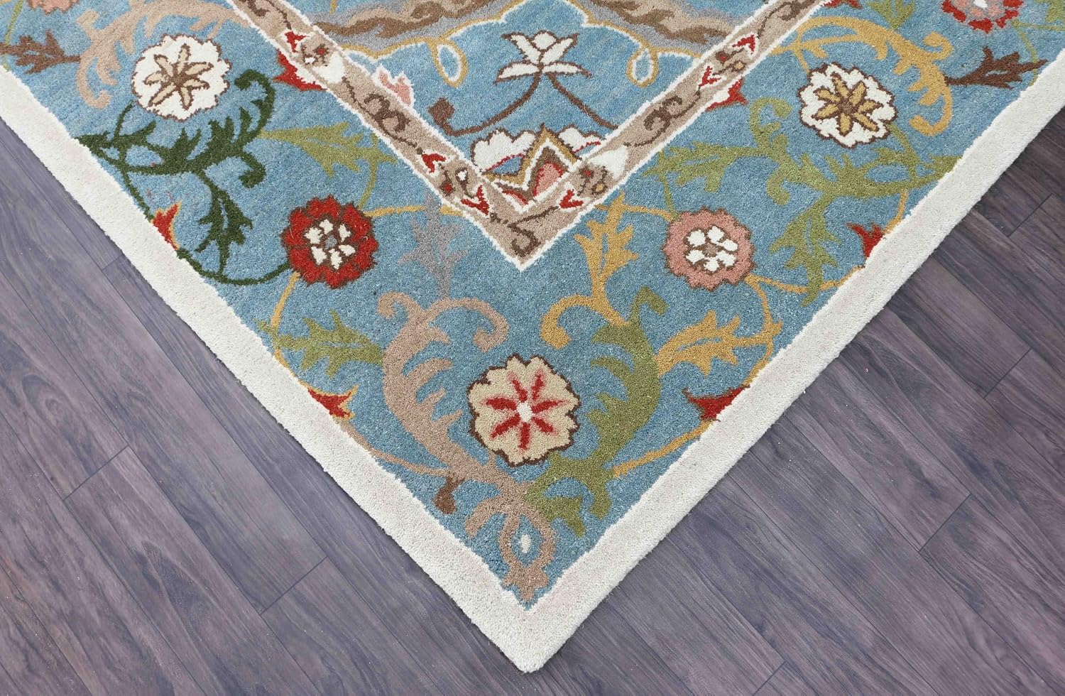Leslie Foral Desing Handmade Tufted Wool Area Rug & Carpet Living Room (9x12)