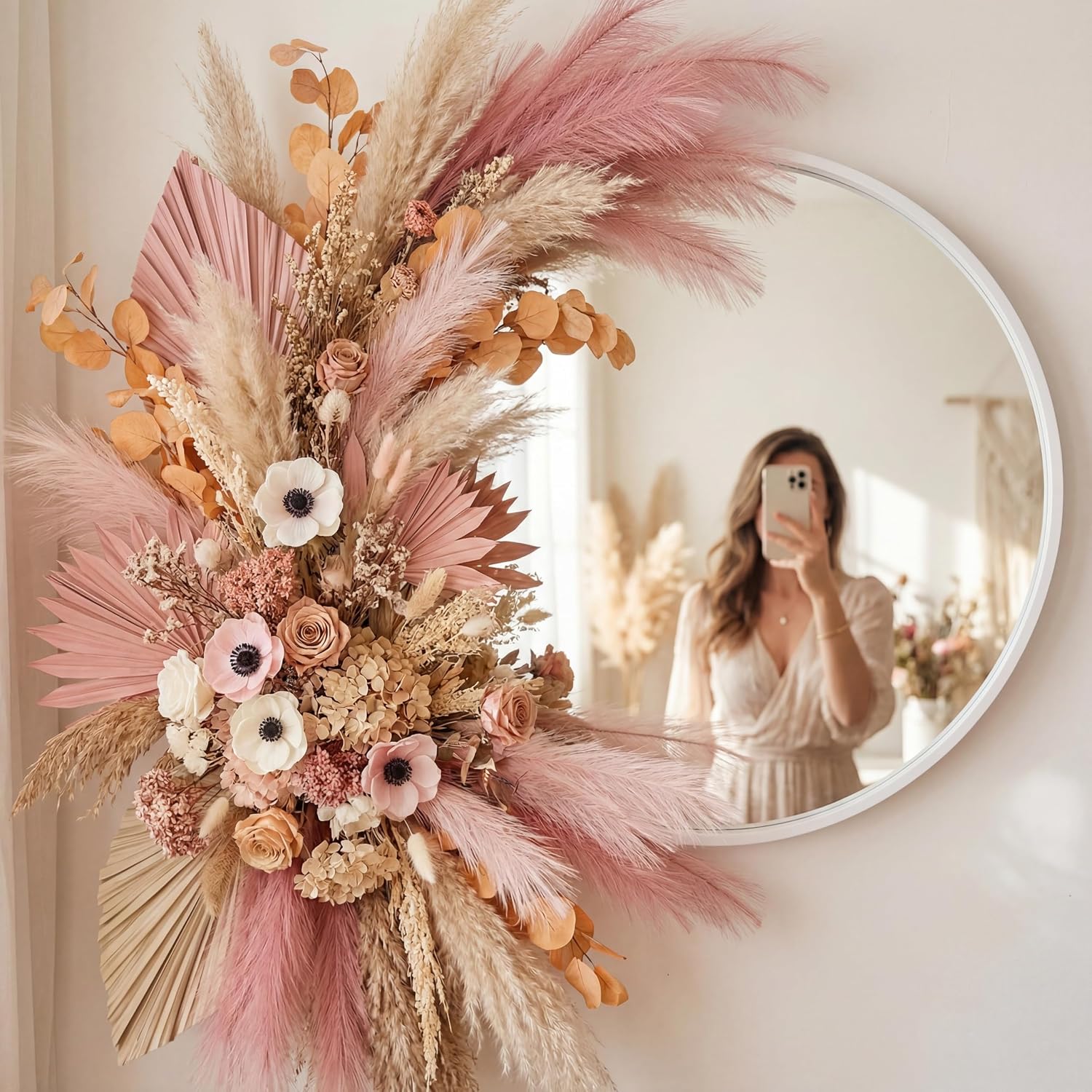  72 Pcs Pampas Grass Decor for Wedding Bridal Shower DIY 21.7 Inches Faux Tall Pampas Grass Bulk Artificial Dried Flowers Feathers for Vase Filler Pastel Home Decor Party Bathroom Wall thumbnail