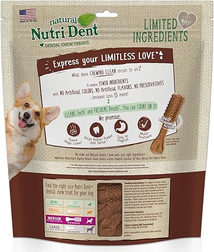 Miniatura 4 de Nylabone Nutri Dent Dog Dental Treats - Limpieza natural de dientes y ambientador de aliento - Golosinas dentales para perros - Sabor filet mignon,