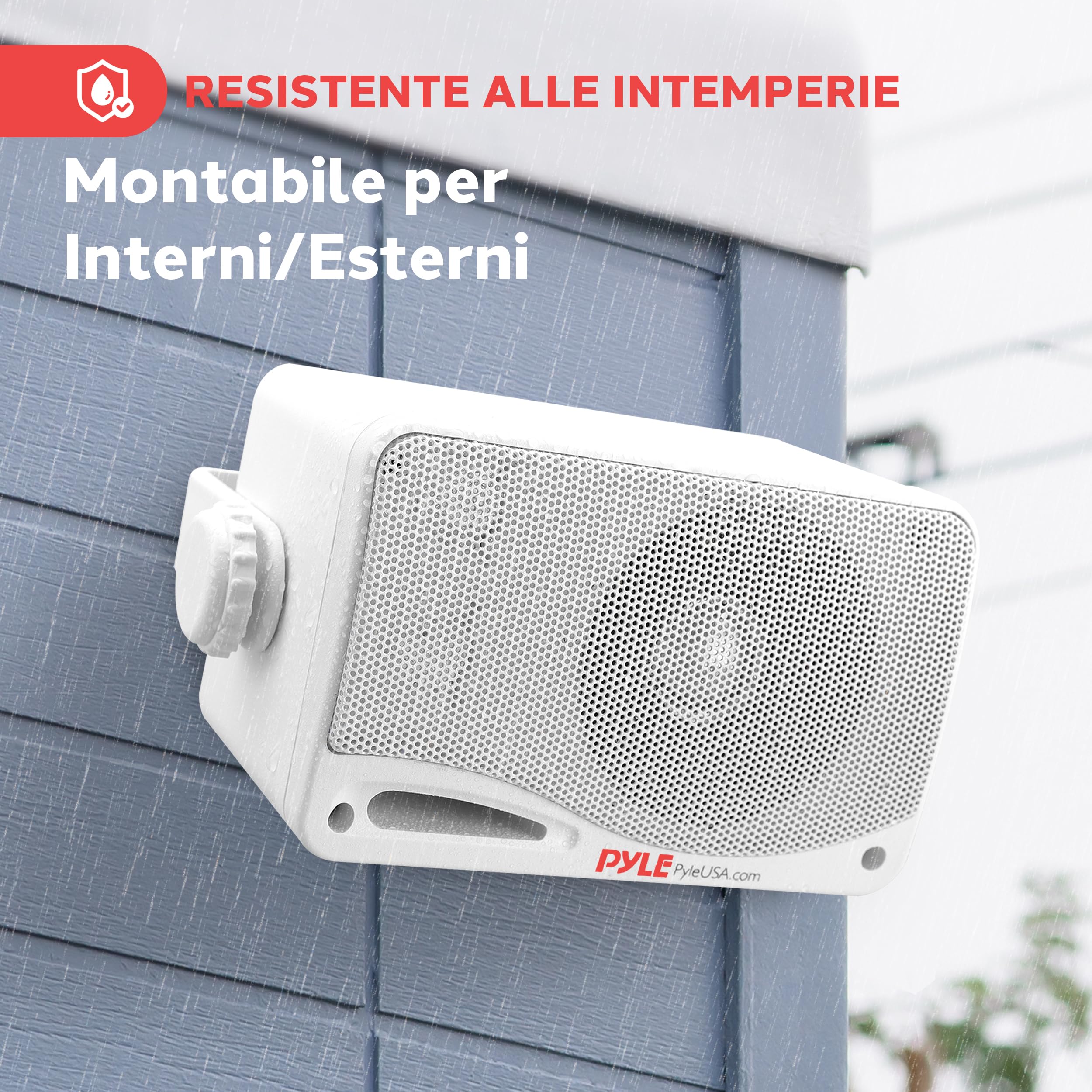 Pyle Cassa Bluetooth Wireless Impermeabile 3 Vie Attivi Passivi Montaggio Parete Soffitto Resistente Intemperie
