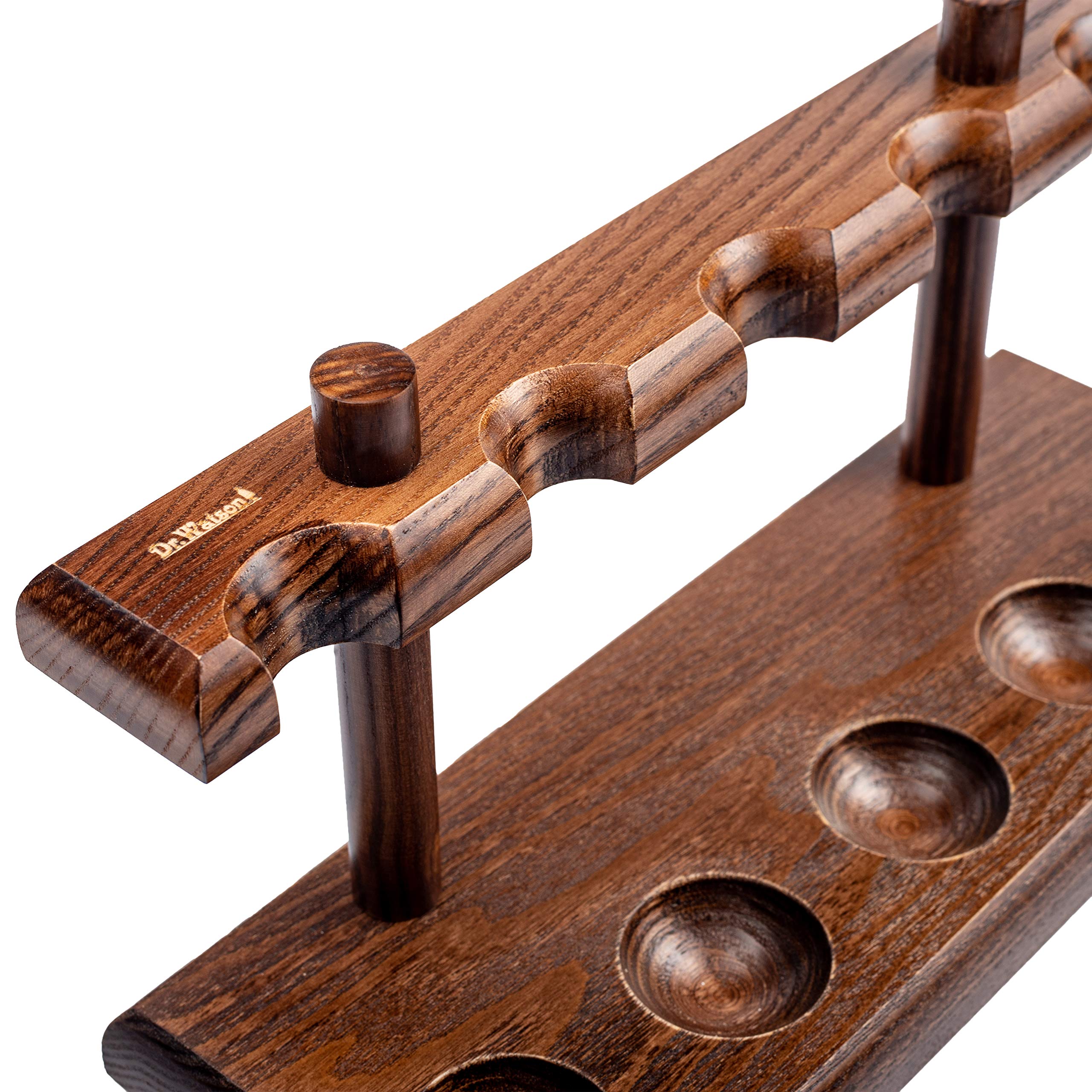 Dr Watson - Soporte de Pipa de Tabaco de Madera, Para 5 Pipetas de Tabaco, Hecho a Mano en Madera Sólida