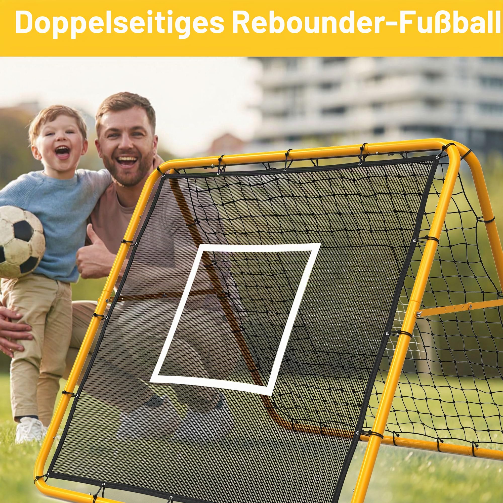 120 X 120 cm Verstellbares Rebounder-Netz Für Fußball, Baseball Und Softball – Multisport-Rückentrainingsnetz Zum Üben Von Pässen, Würfen Und Kontrollübungen, Einfacher Aufbau Für Garten Oder Feld