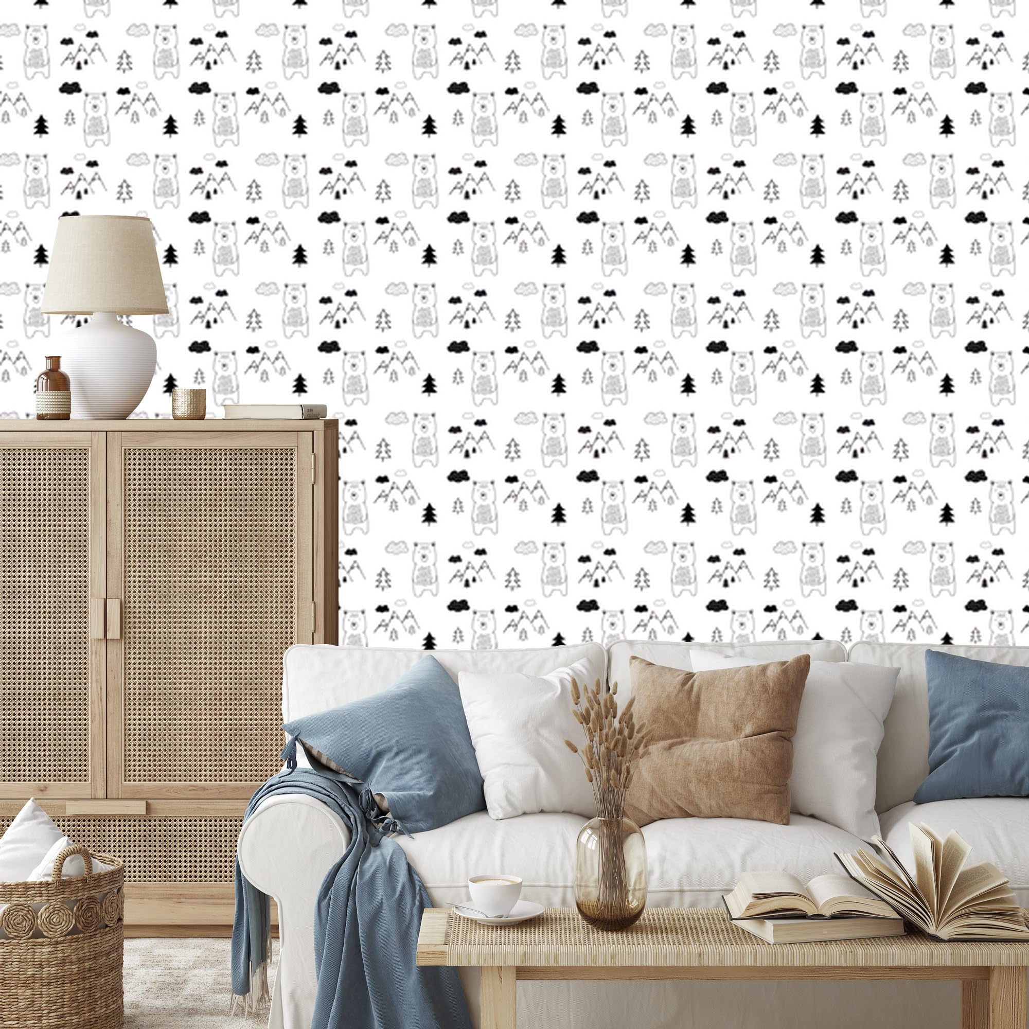 Decoración de Pared, Osos y montañas, 50 x 1000 cm