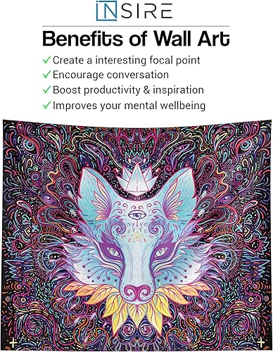 Miniatura 5 de Insire Tapiz Trippy de luz negra para dormitorio tapiz de zorro tapiz psicodélico de zorro tapiz de pared de zorro Trippy para dormitorio tapices de