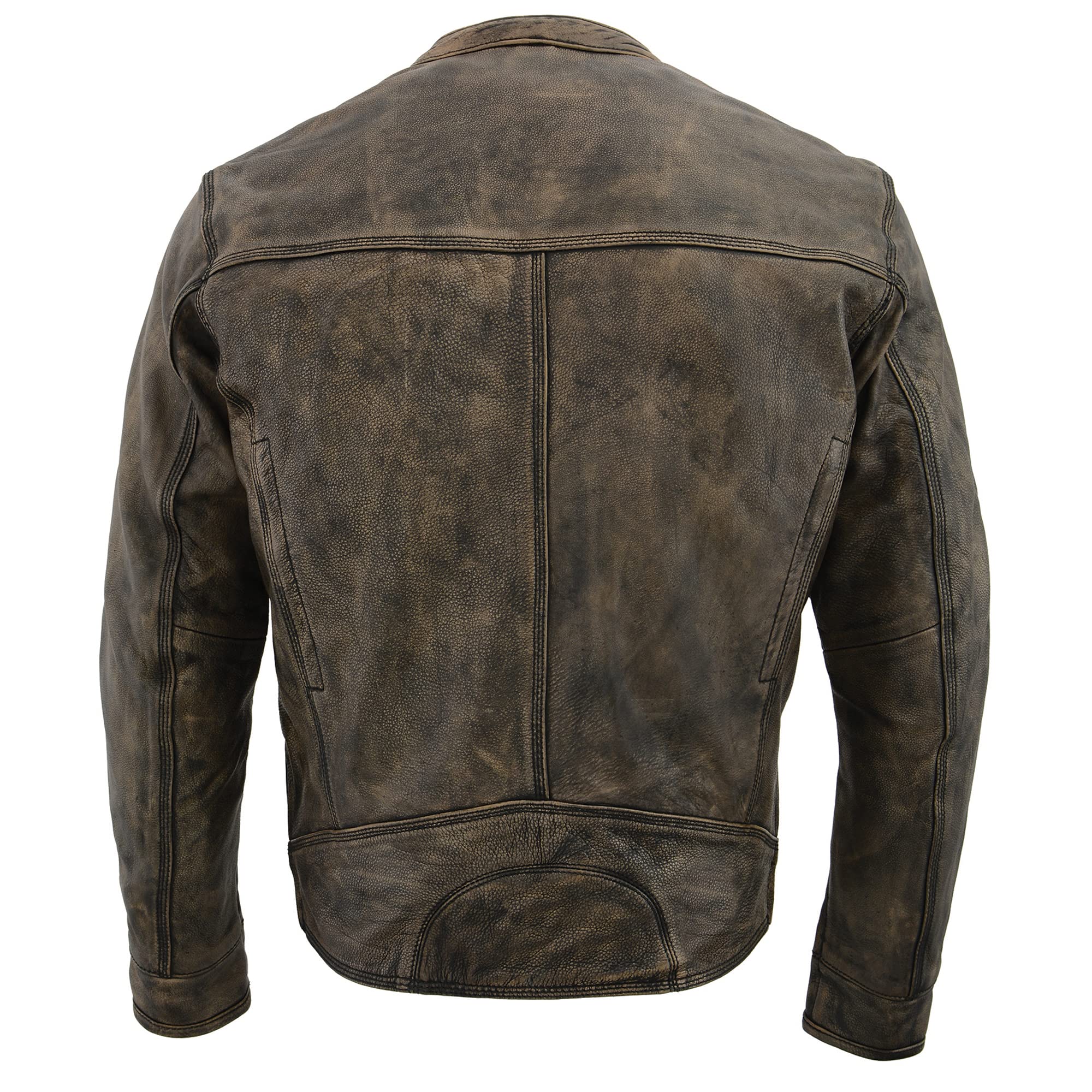 Milwaukee Leather Men's Distressed Scooter Jacket w/Venting MLM1550 Brown (X-Large)