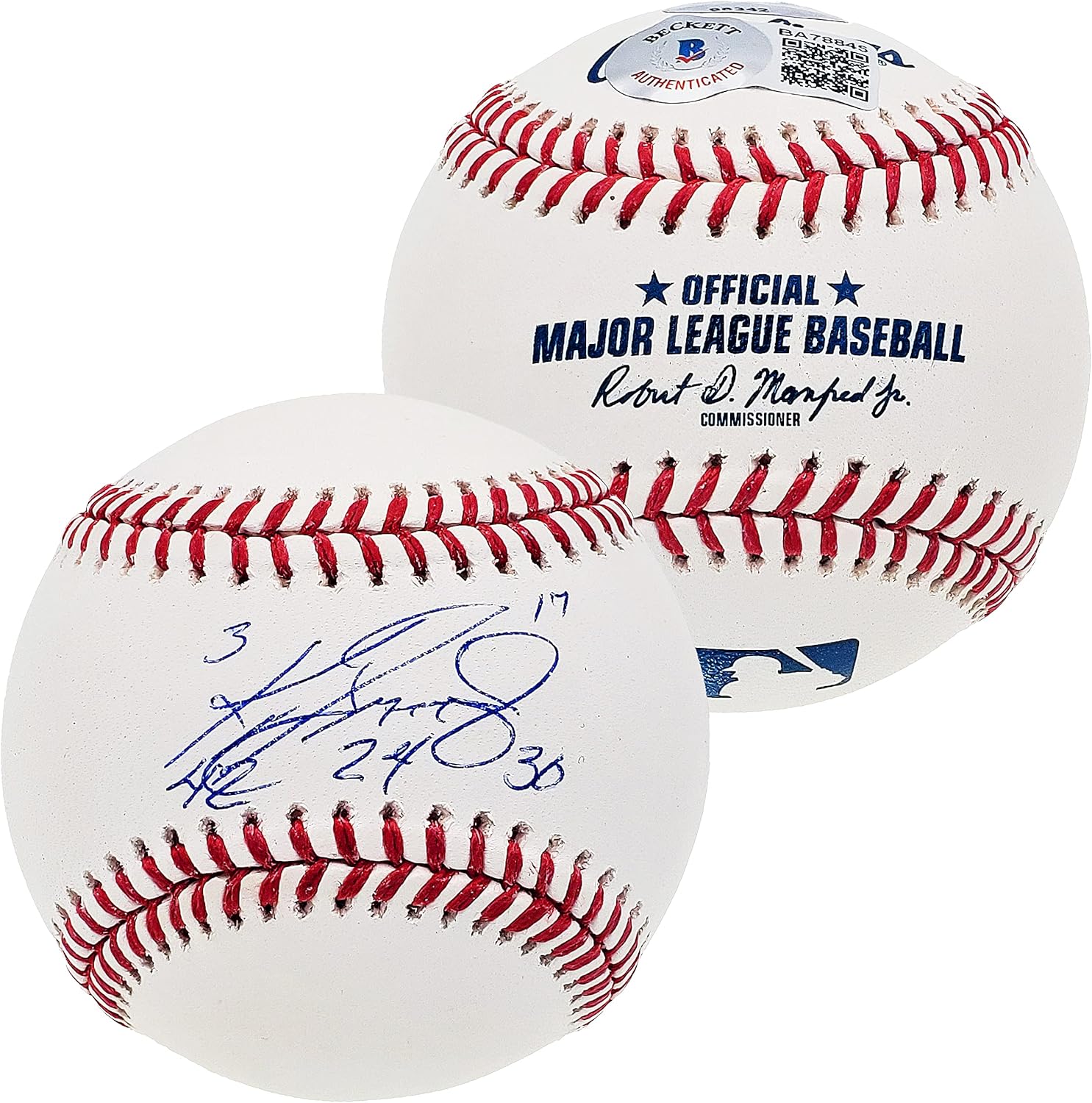 Ken Griffey Jr. Autographed Official M.L.B. Baseball Mariners Career Uniform Numbers Beckett BAS & MCS Holo