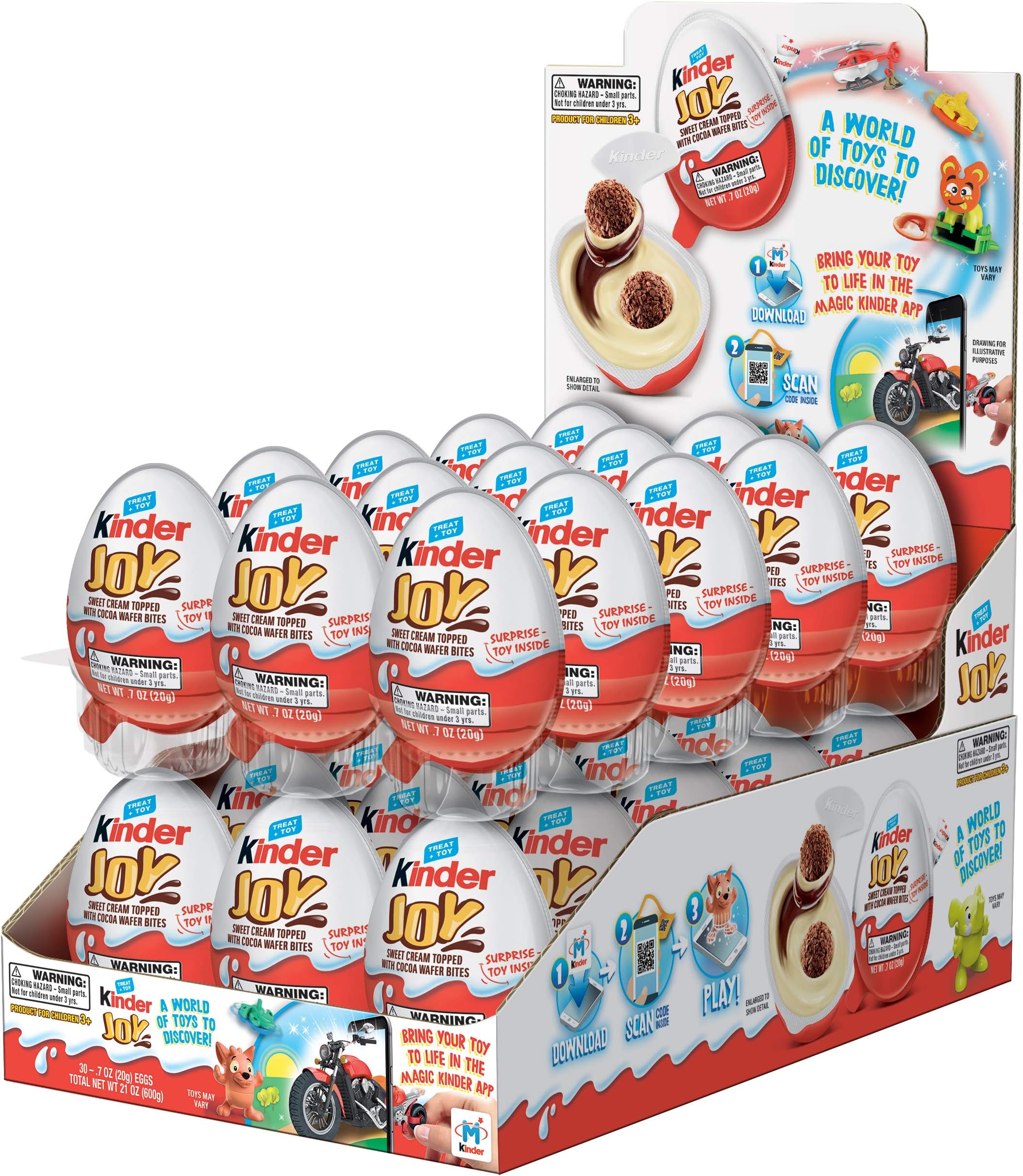 Kinder JOY Eggs, 30 Count Individually Wrapped Chocolate Candy Eggs With Toys Inside, Perfect Surprise for Kids, 21 oz