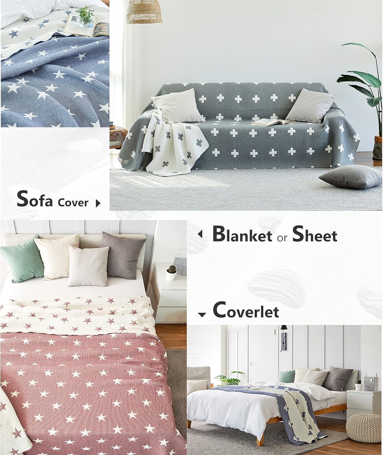 MHD l [Made in Korea] Triple Layer Modal Blanket :Breathable Absorb Body Heat Cooling Blanket for Bed, Quilt & Sofa Cover l King Size (86" x 108"), Pink & Dot l [Made in Korea]