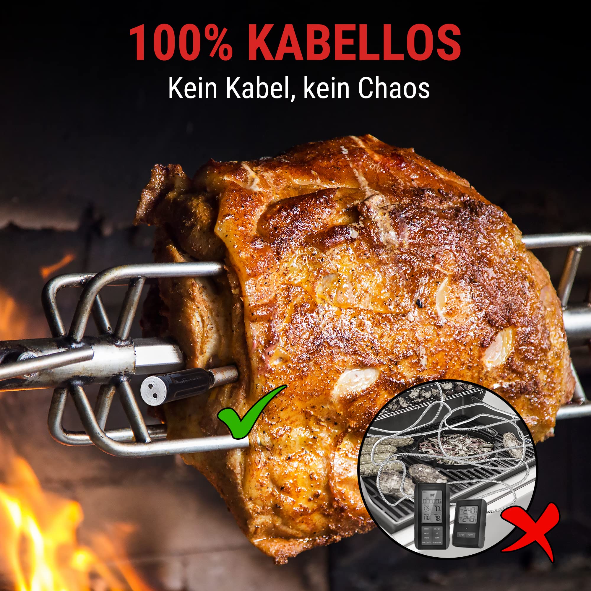 ThermoPro TempPro TP960 150M Termómetro Inalámbrico para Carne con Bluetooth, Termómetro de Cocina Impermeable IP67 para el Horno, Freidoras, Asar, Ahumar y Barbacoa