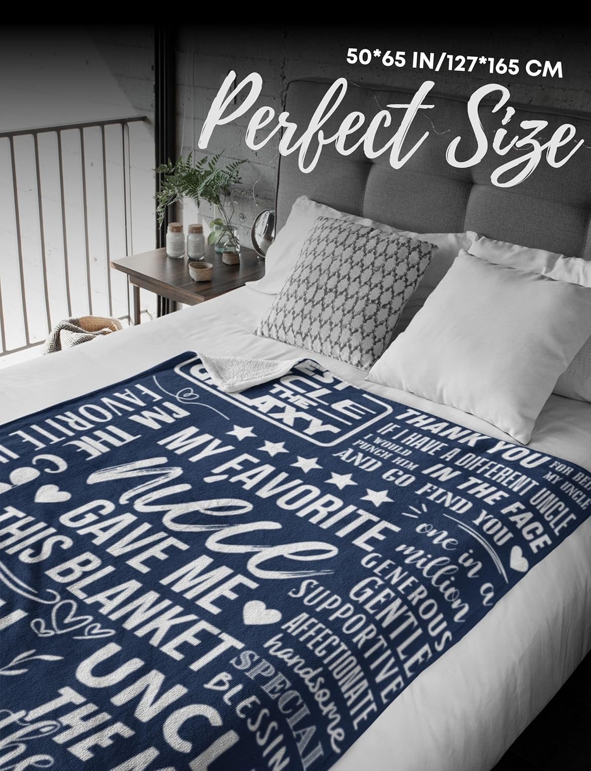 Uncle Gifts from Niece, Funny Uncle Gift Throws, Flannel Blanket for Birthday, Christmas, Blue, 50 x 65 inches - Image 4