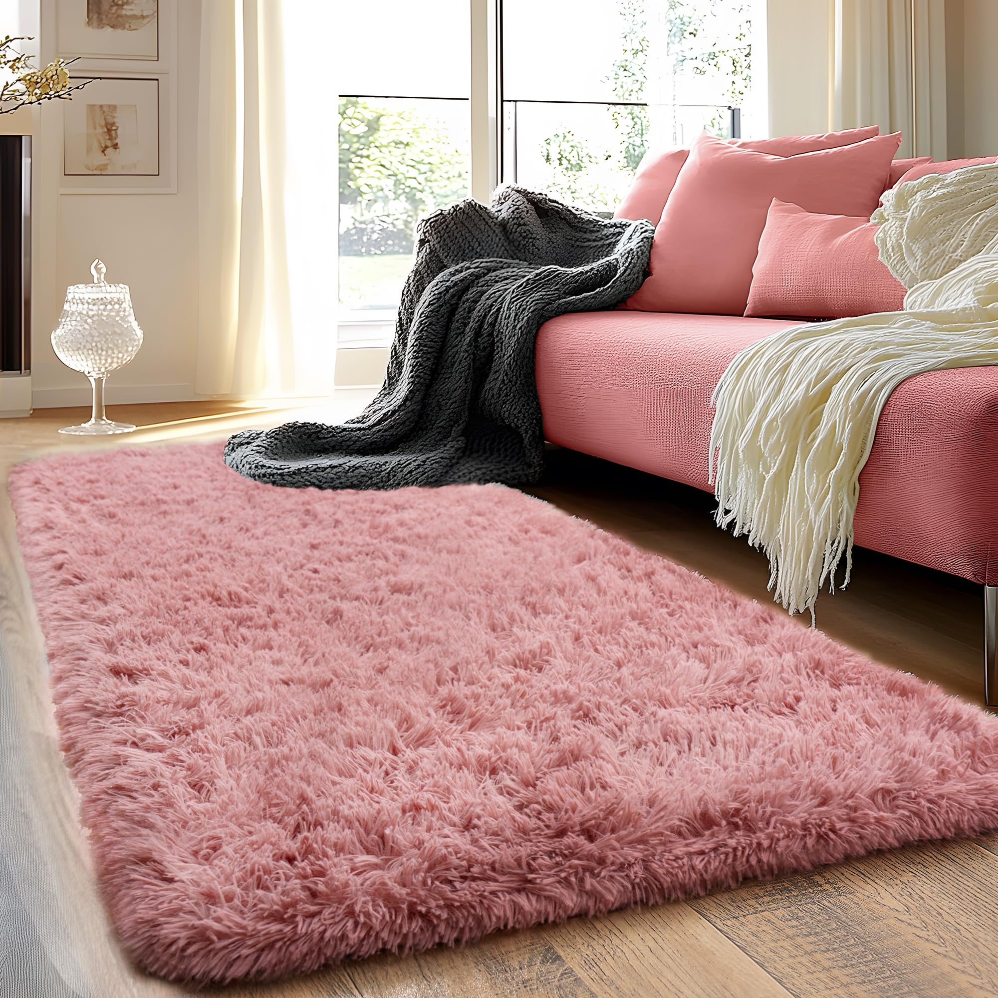 Quntue Runner Rugs for Bedroom 2x6 Rug Runners for Hallways Non Slip Soft Shag Bedside Rug, Fluffy Area Rug Throw Rugs for Living Room, Floor Carpet