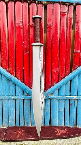 Miniatura 4 de Espada larga vikinga de 20 pulgadas, cuchillo de machete hecho a mano, Kukri fabricado en Nepal, hoja fija, equilibrio de acero al carbono de alta