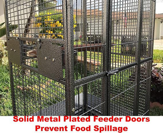 Large Elegant Wrought Iron Play Top Bird Parrot Cage for Small Quaker Amazon Parrot Cockatiel Sun Green Cheek Conure Dove Cockatoo Rolling Stand