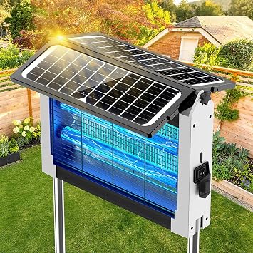 Solar Bug Zapper Outdoor, 4500V Mosquito Zapper with Dual Solar Panels