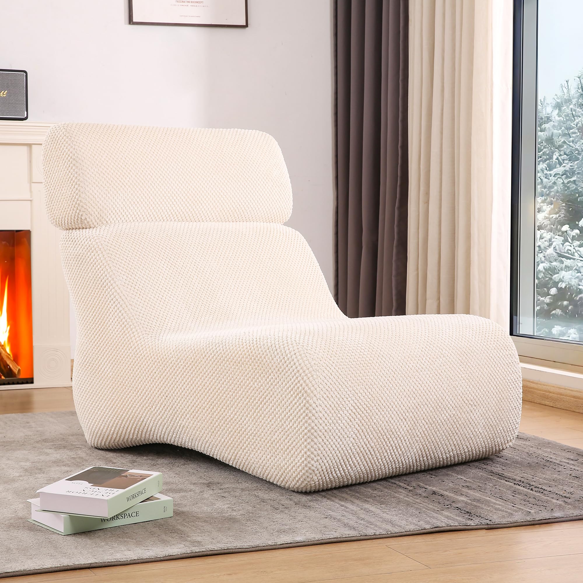 FIRAVOE Sleeper Sofa Chair,Cloud Sofas for Living Room and Bedroom,Small Chaise Lounge for Small Space,Lazy Floor Sofa for Adult (1, Cream)