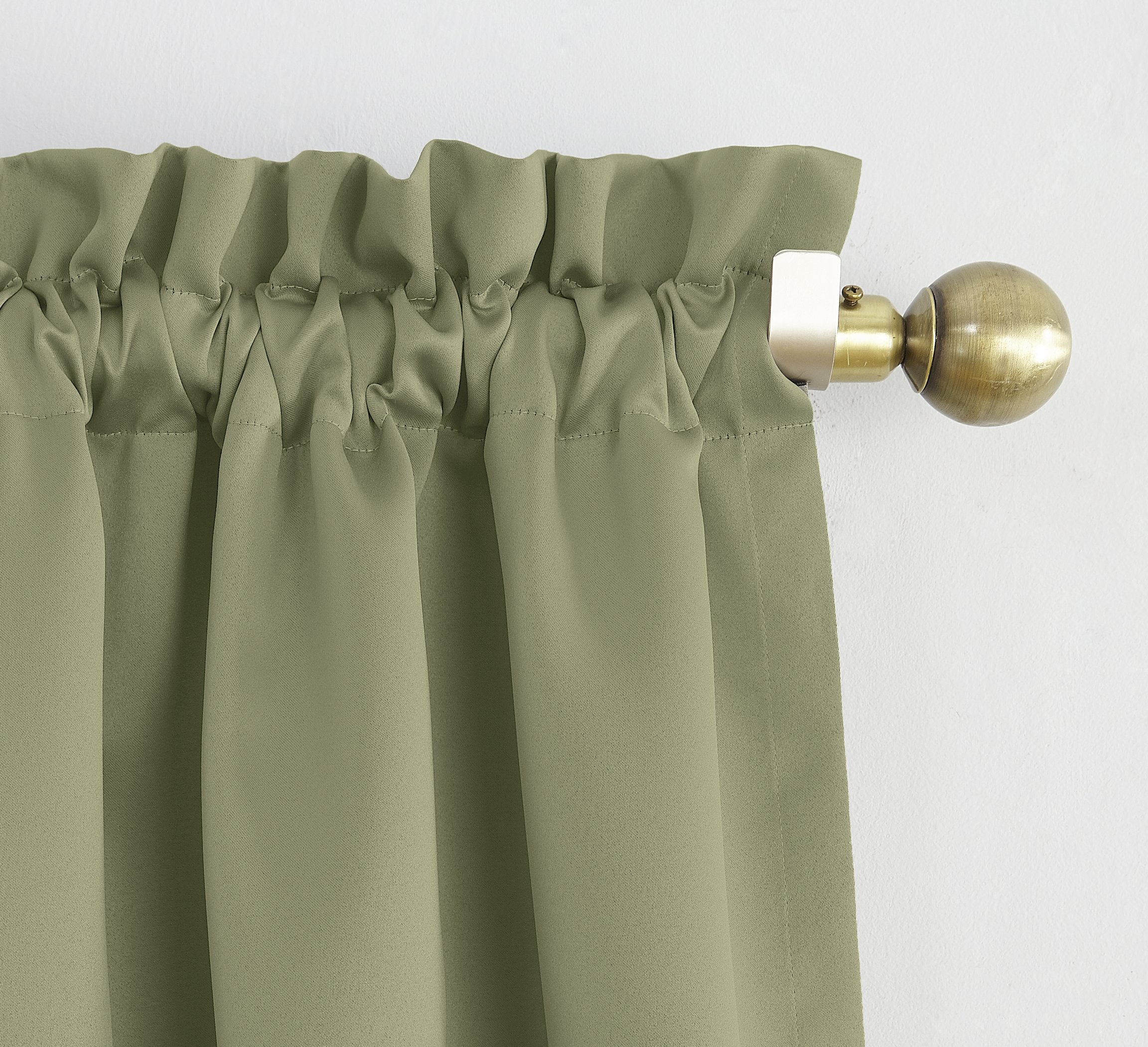 Sun Zero Easton Energy Saving Blackout Rod Pocket Curtain Panel, 40" x 63", Sage Green, W 40" x L 63" (1 Panels) - Image 2