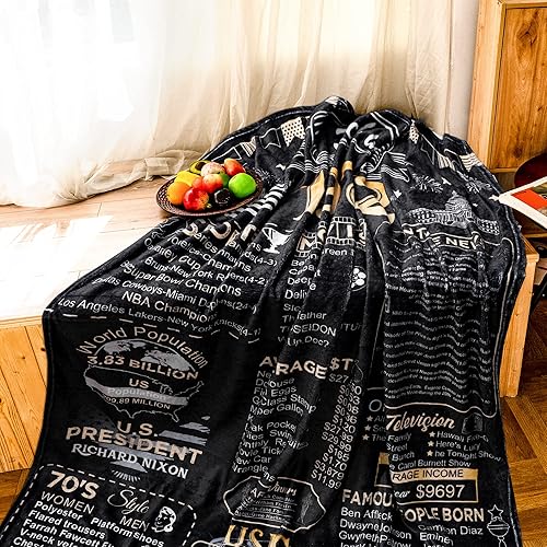 Miniatura 3 de Manta de 52 cumpleaños de regalo para mujeres u hombres, regalo de aniversario de 52 años de 1972 para esposa, marido, mamá, papá, manta suave de