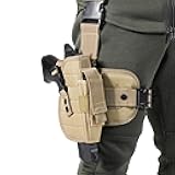 Drop Leg Thigh Holster - Airsoft Tactical Adjustable Right Handed Gun Holster with Magazine Pouch, Suitable for Full Size, Mid Size and Compact Pistols